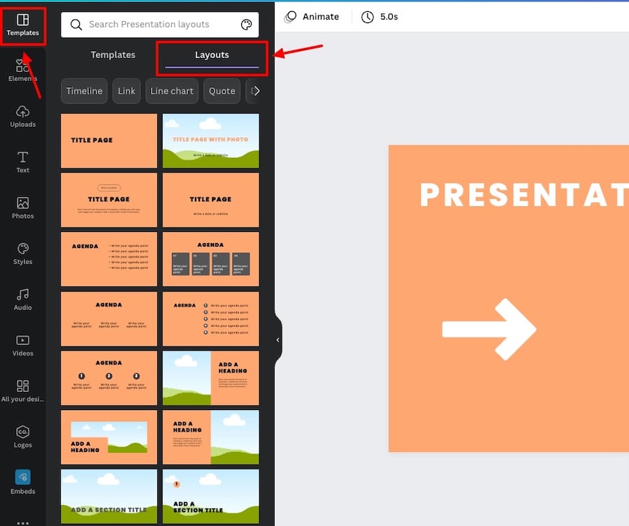 canva presentation layouts